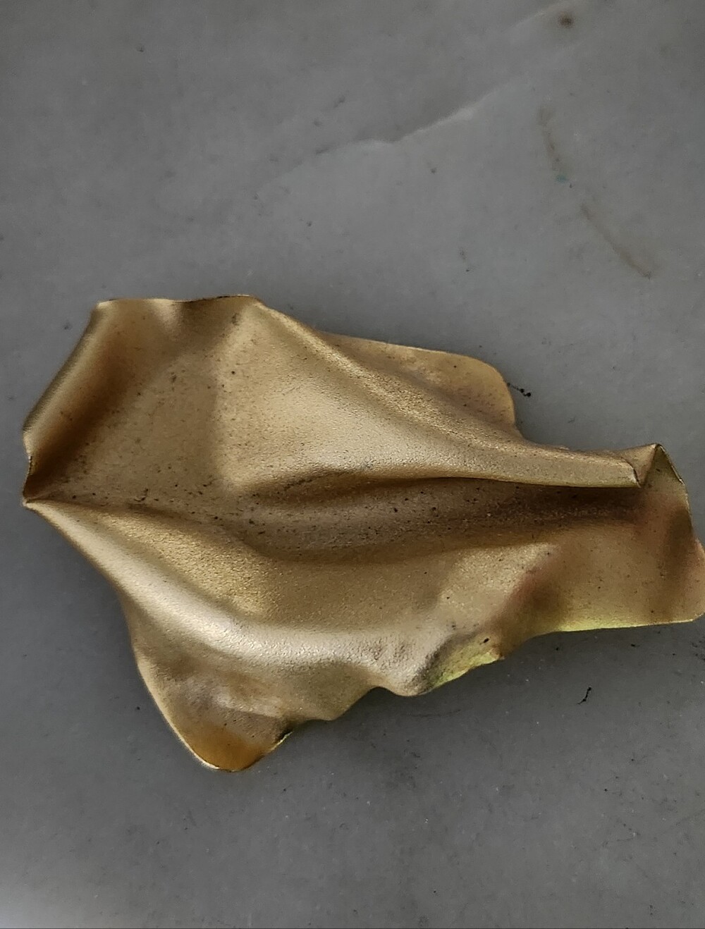 Unique Gold Tone Textured Wavy Abstract Design Brooch - Vintage